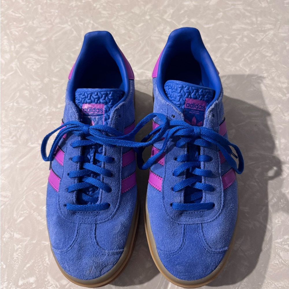 Adidas Gazelles Bold Blue and Pink Sneakers